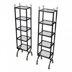Pair of decorative iron and brass petite etagere's